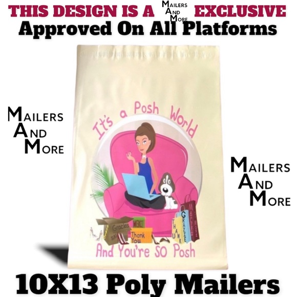 50 10X13 Poly Mailers Posh World PRICE IS FIRM - Picture 4 of 10